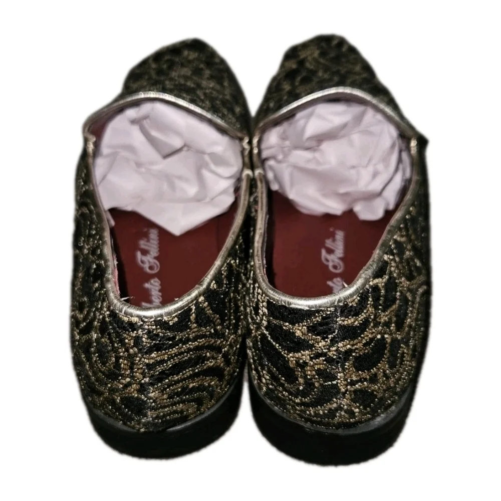 Alberto Fellini Sparko Gold/Black Brocade Loafers - Size 10 - EXCELLENT - Picture 4 of 6